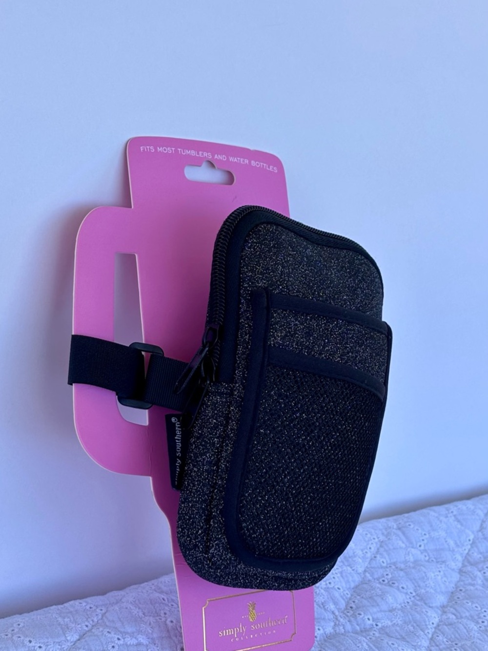 Simply Southern Mini Crossbody Bag Black Glitter with Pink Accent - Picture 15 of 17